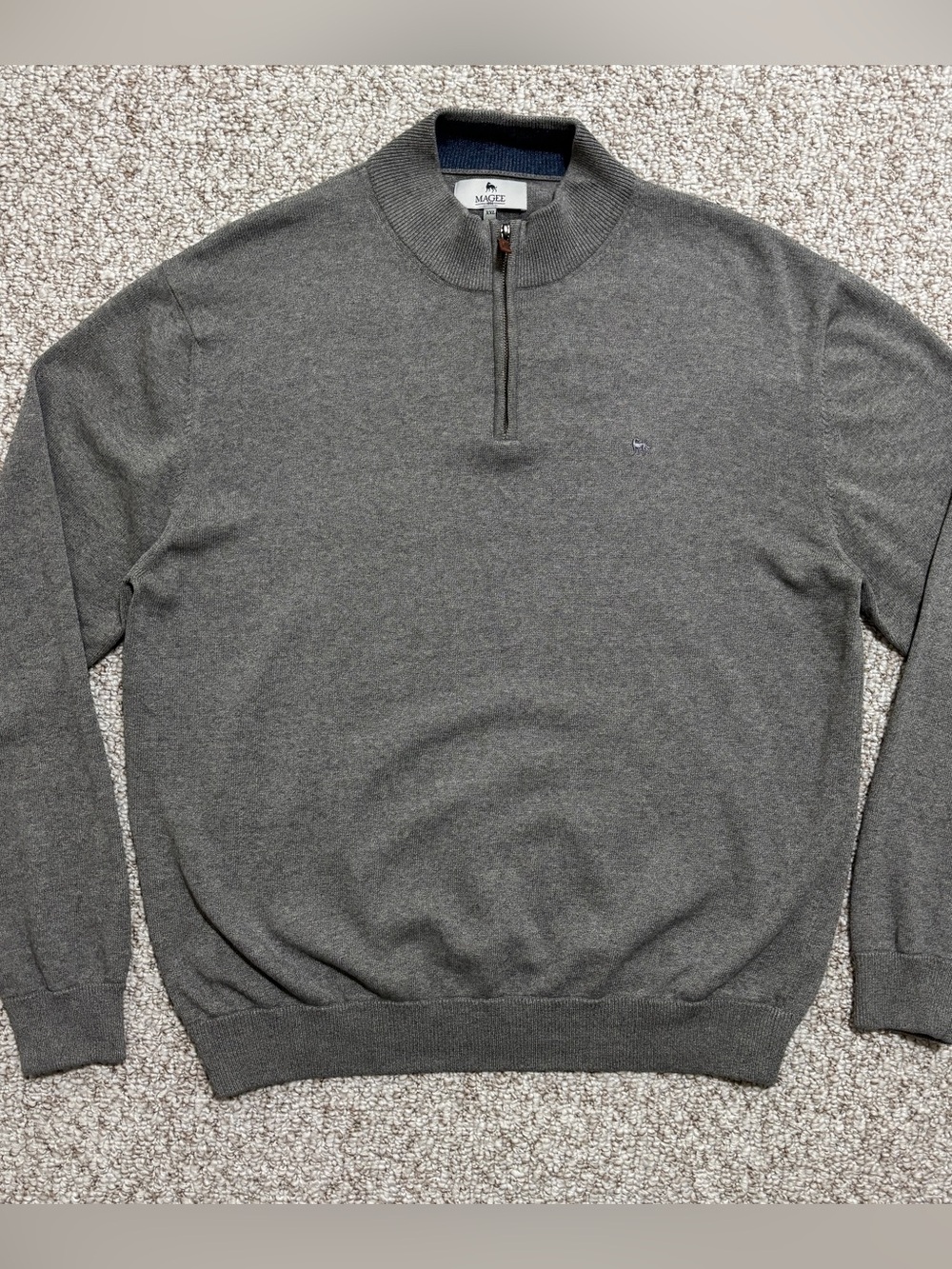 Magee 1866 Men’s XXL Gray 100% Cotton Quarter Zip Sweater